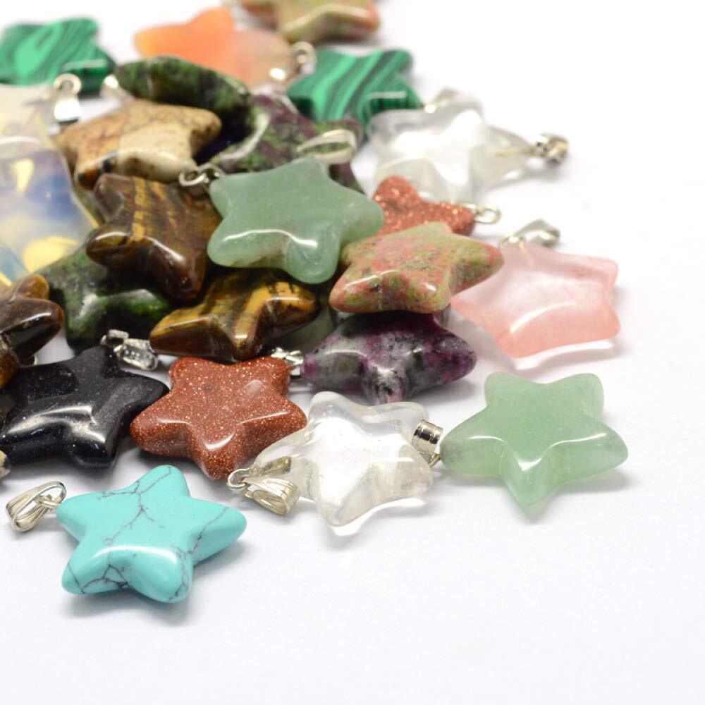 3179 50pcs Natural Crystal Star Pendant Healing Crystal Quartz Chakra
